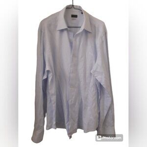 Valentino Roma - Mens Dress Button Down Shirt - Size: 17.5 - Blue